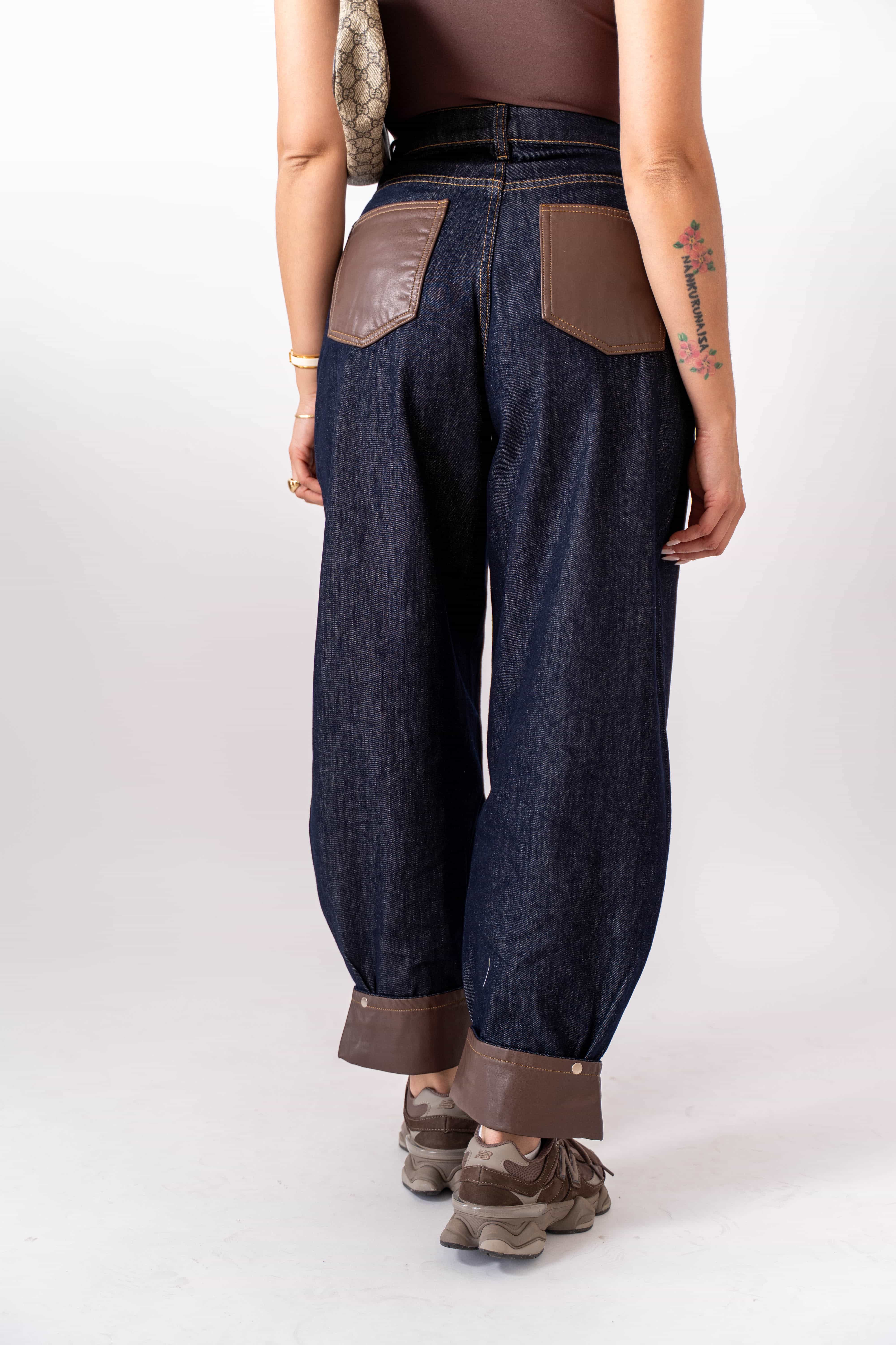 Jeans Con Piegone Eco Brown - Image 3
